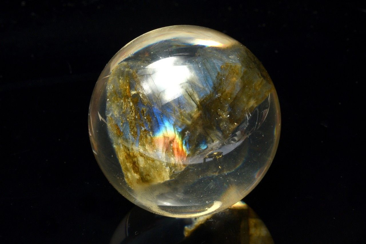  1点物 レジン封入 ラブラドライト 40mm 丸玉(台座付き) スフィア _CG...