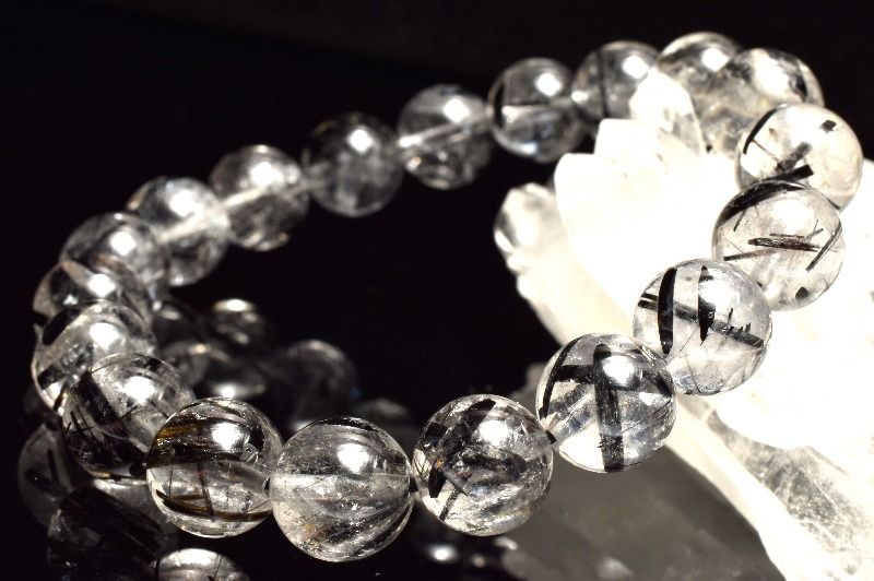 【1点物】太針入り◇クリア ブラックトルマリンインクォーツ　10mm ブレスレット アクセサリー _MC5516