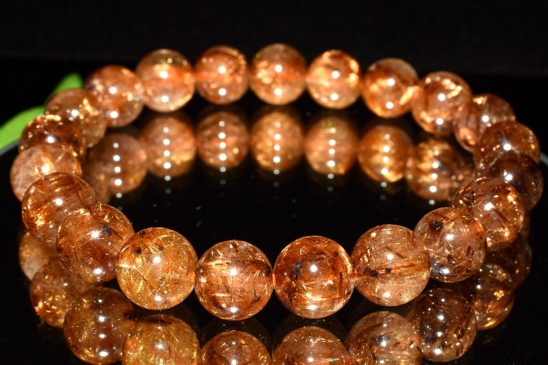【1点物】虎色の密集針 タイガータイチンルチルクォーツ　9mm ブレスレット アクセサリー _MC5552
