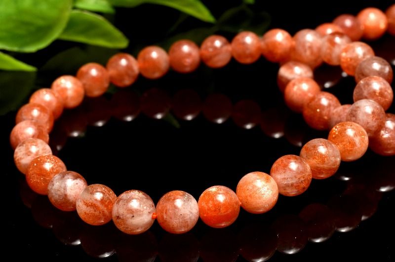 インド産◇高発色 マイカサンストーン　6mm ブレスレット アクセサリー 1個売り _BG6357-6