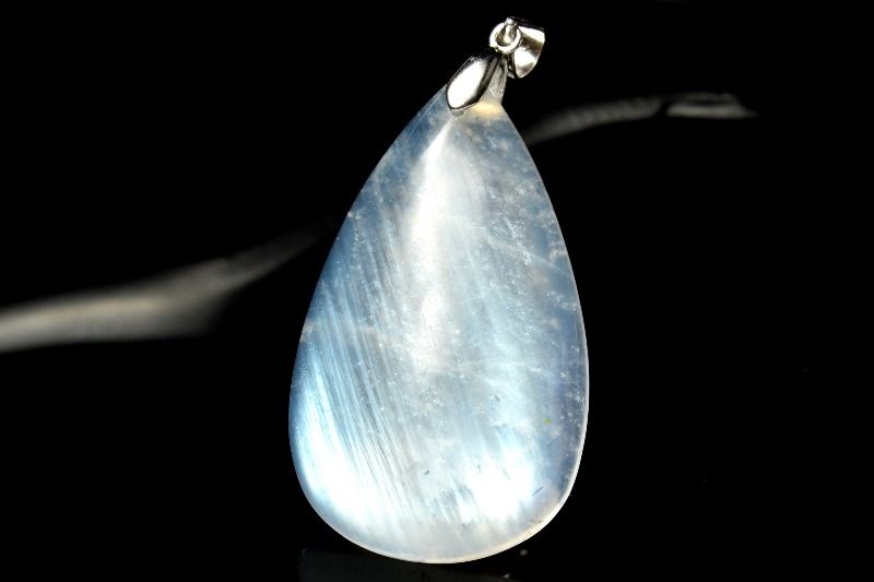 【1点物】Silver925◇インド産 ブルームーンストーン 38x22mm ドロップ ペンダントトップ アクセサリー _PC9757