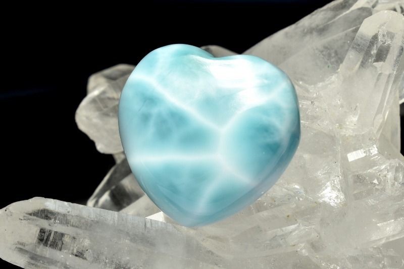 【1点物】AAA+☆美しい水面模様 ラリマー　19x17mm　ハート ルース ハンドメイド _PC9851