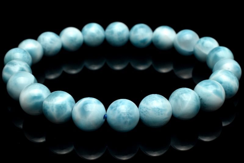 【1点物】AAA+ドミニカブルー☆亀甲模様 ラリマー 8.5mm ブレスレット アクセサリー _MC6030