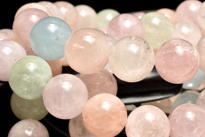 パステル◇ピンクカラー MIXベリル(アクアマリン)　8mm ブレスレット アクセサリー 1個売り _BG6397-8