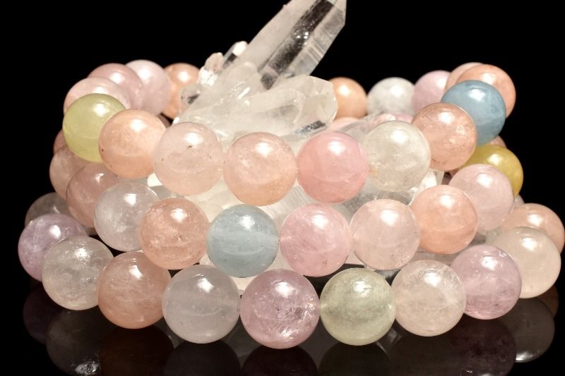 パステル◇ピンクカラー MIXベリル(アクアマリン)　8mm ブレスレット アクセサリー 1個売り _BG6397-8