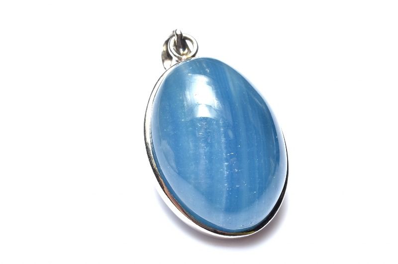 【1点物】Silver925◇高発色 ブルーカルサイト 23x17mm オーバル ペンダントトップ アクセサリー _PD214