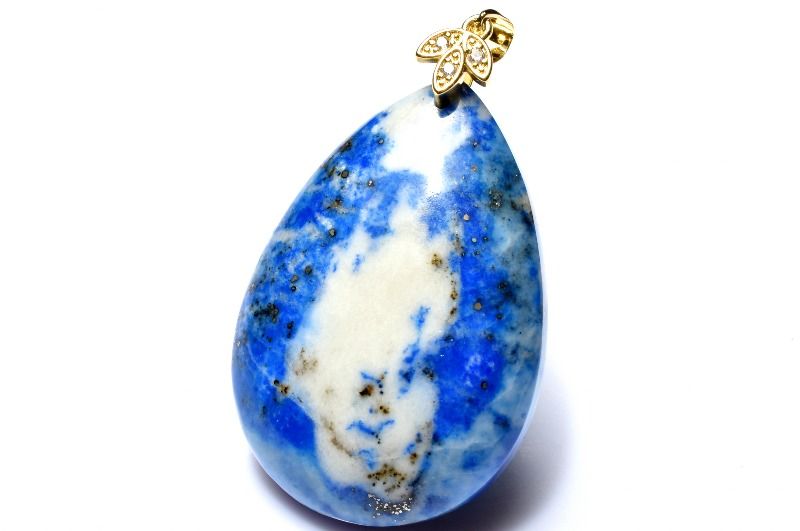 【1点物】希少発光 ブルーハックマナイト 41x28mm ドロップ ペンダントトップ アクセサリー _PD272