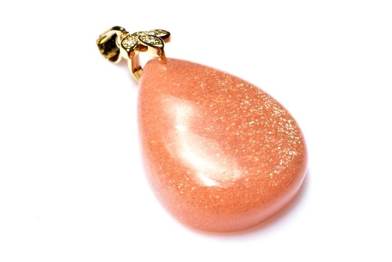 【1点物】まろやかシラー オレンジサンムーンストーン　26x20mm　ドロップ ペンダントトップ アクセサリー _PD291