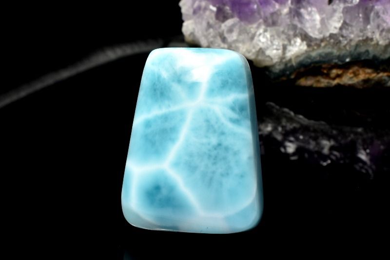 【1点物】AAA☆亀甲模様 ラリマー 23x17mm レクタングル ルース ハンドメイド _PD364