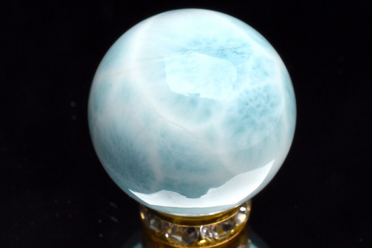 Rakuten - 【20％OFF!】【1点物】高品質◇三大ヒーリング ラリマー　18mm　丸玉(台座付き) スフィア _P8521