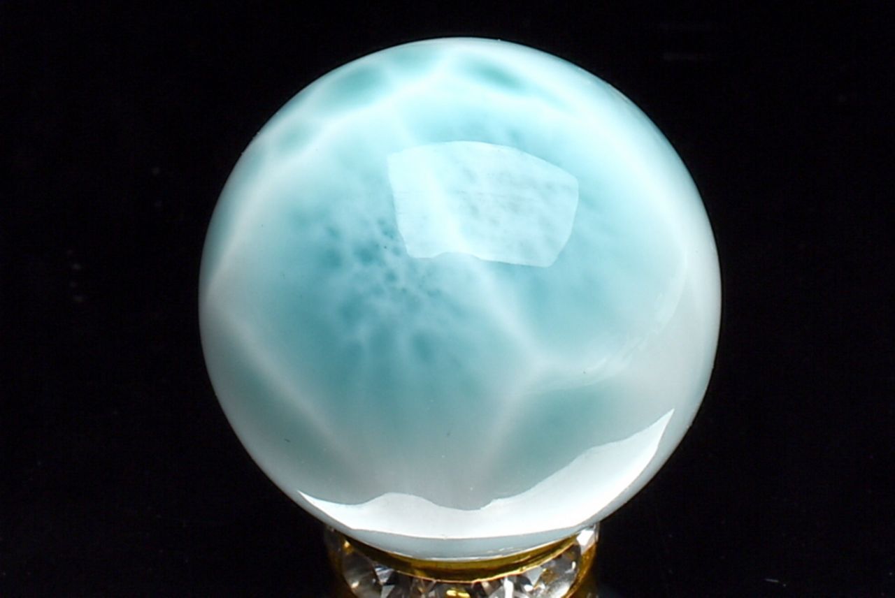 Rakuten - 【20％OFF!】【1点物】高品質◇三大ヒーリング ラリマー　18.5mm　丸玉(台座付き) スフィア _P8525