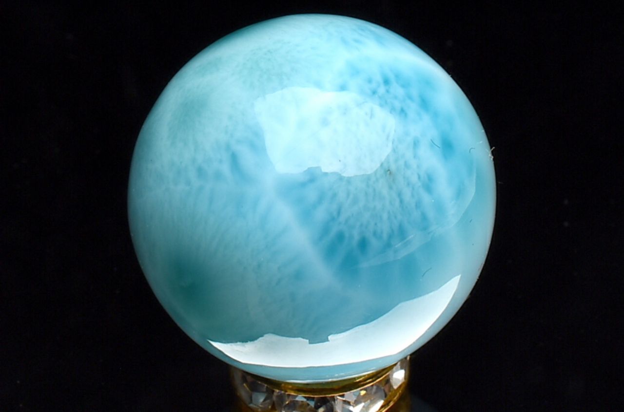 【1点物】高品質◇三大ヒーリング ラリマー　19.5mm　丸玉(台座付き) スフィア _P8530
