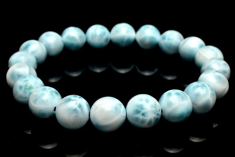 【1点物】AAAドミニカブルー☆亀甲模様 ラリマー 10mm ブレスレット アクセサリー _MC6671