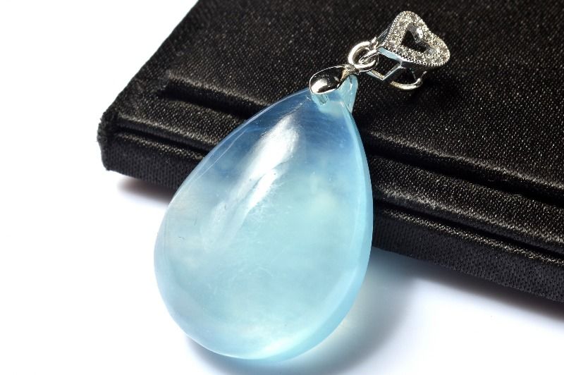 【1点物】海色ブルー アクアマリン 29x21mm ドロップ ペンダントトップ アクセサリー _PD480