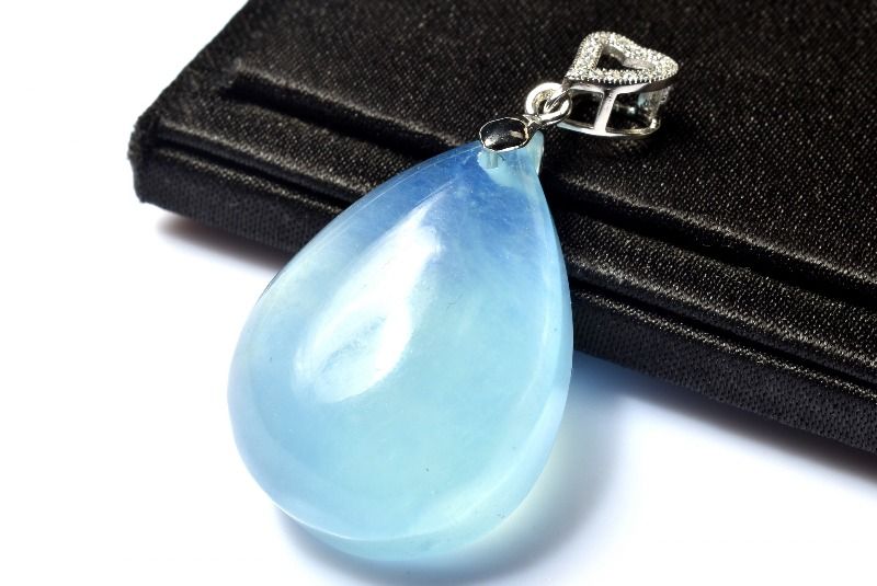 【1点物】海色ブルー アクアマリン 30x21mm ドロップ ペンダントトップ アクセサリー _PD481