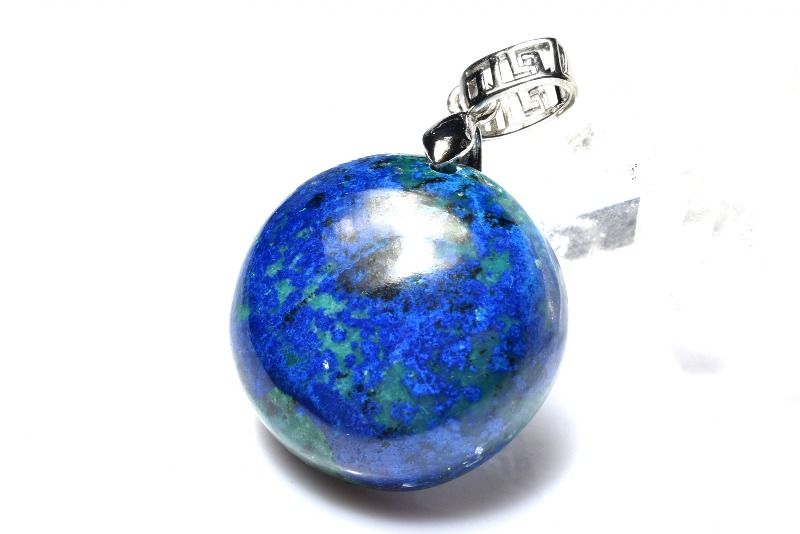 【20％OFF!】【1点物】高発色ブルー アズライト藍銅鉱　21mm　コイン ペンダントトップ アクセサリー _PD515