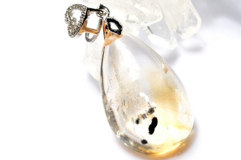 Rakuten - 【20％OFF!】【1点物】希少◇高品質 ロマネサイトインシトリン　30x19mm　ドロップ ペンダントトップ アクセサリー _PD537
