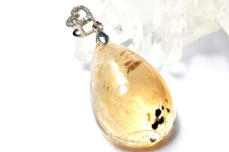 Rakuten - 【20％OFF!】【1点物】希少◇高品質 ロマネサイトインシトリン　32x22mm　ドロップ ペンダントトップ アクセサリー _PD538