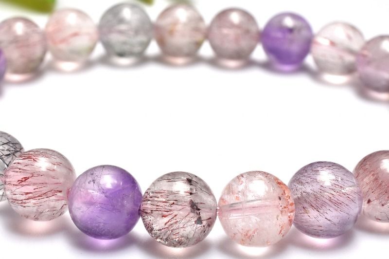 Rakuten - 【1点物】上質◇マルチカラー スーパーセブン　8mm ブレスレット アクセサリー _MC6955