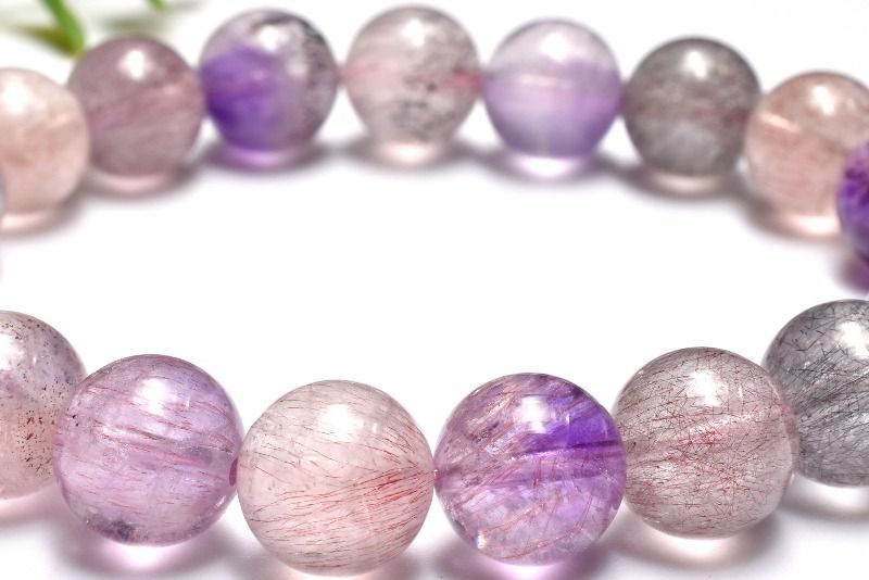 Rakuten - 【1点物】上質◇マルチカラー スーパーセブン　10mm ブレスレット アクセサリー _MC6963