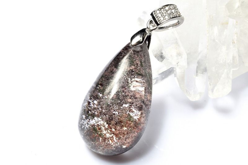 Rakuten - 【1点物】庭園水晶 ガーデンクォーツ　29x16mm　ドロップ ペンダントトップ アクセサリー _PD667