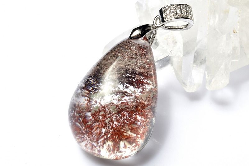【1点物】庭園水晶 ガーデンクォーツ　29x19mm　ドロップ ペンダントトップ アクセサリー _PD670