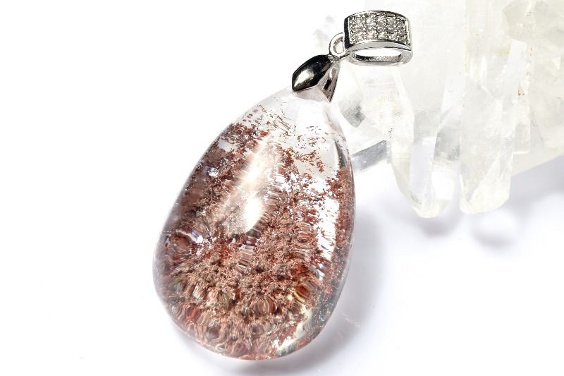 Rakuten - 【1点物】庭園水晶 ガーデンクォーツ　30x20mm　ドロップ ペンダントトップ アクセサリー _PD671