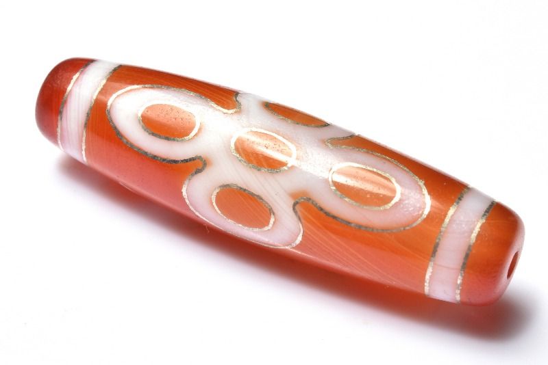 Rakuten - 【1点物】赤瑪瑙銀線天珠　50x14mm　五眼天珠 ビーズ ハンドメイド _PD739