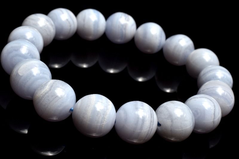【1点物】高品質 ブルーレースアゲート　12mm ブレスレット アクセサリー _MC7094