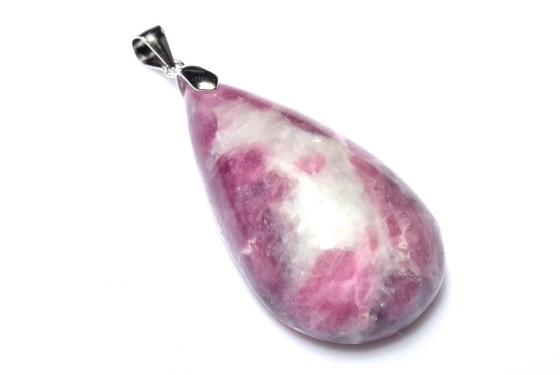 Rakuten - 【1点物】Silver925◇梅の花 ピンクトルマリンインレピドライトシリカ　38x20mm　ドロップ ペンダントトップ アクセサリー _PD826