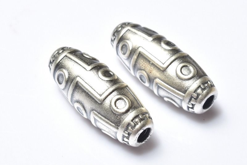 Rakuten - 足銀 九眼天珠　25x10mm　天珠 ビーズ ハンドメイド 1個売り _PRG2461
