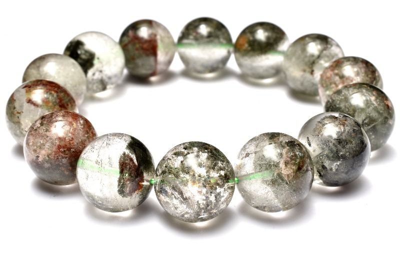 Rakuten - 【1点物】庭園水晶 グリーンガーデンクォーツ　15mm ブレスレット アクセサリー _MC7383