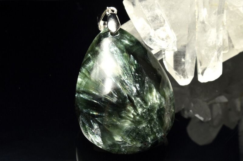 Rakuten - 【1点物】Silver925◇ロシア産 セラフィナイト　24x17mm　ドロップ ペンダントトップ アクセサリー _PD1015