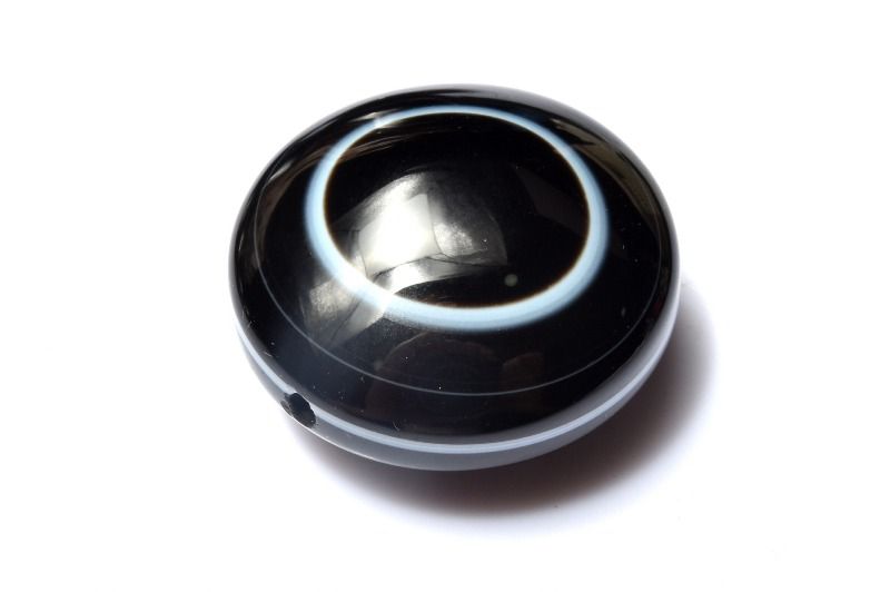 Rakuten - 【1点物】天眼模様 黒天眼石　26mm　コイン(通し穴) ビーズ ハンドメイド _PD1313