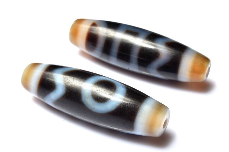 Rakuten - お守りに 黒瑪瑙天珠　39-40x12mm　息増懐天珠 ビーズ ハンドメイド 1個売り _PRG2489-4