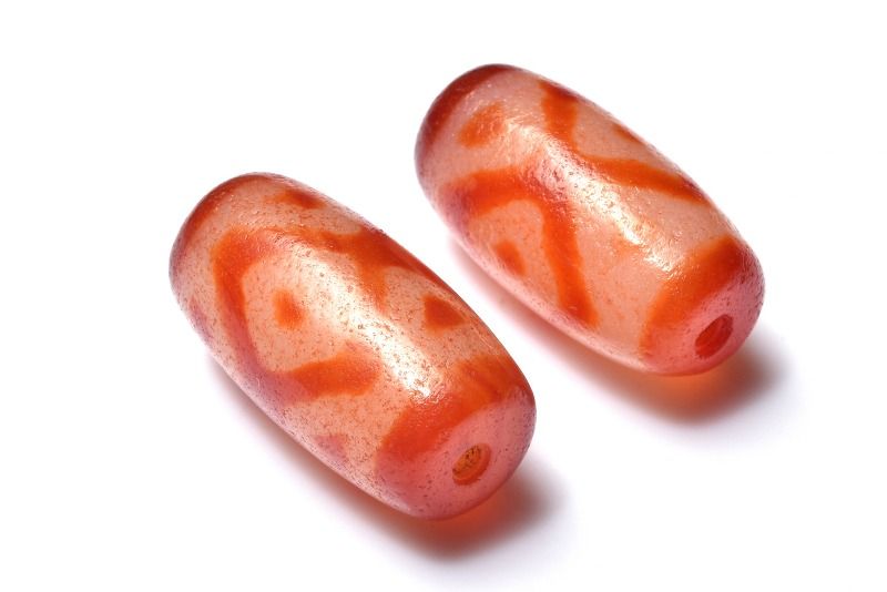Rakuten - お守りに 赤瑪瑙天珠　24-26x13mm　金剛八眼天珠 ビーズ ハンドメイド 1個売り _PRG2490-4