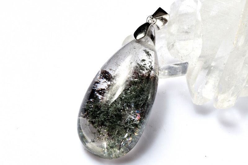 Rakuten - 【1点物】Silver925◇庭園水晶 ガーデンクォーツ　29x15mm　ドロップ ペンダントトップ アクセサリー _PD1760