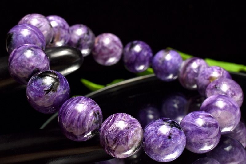 Rakuten - 【1点物】幻想マーブル◇シリカ共生 チャロアイト　12mm ブレスレット アクセサリー _MC9183