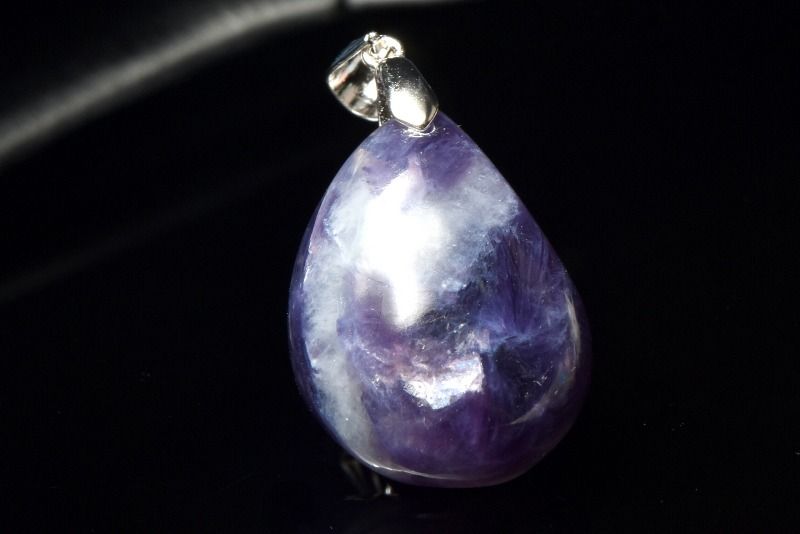 Rakuten - 【1点物】Silver925◇ ブルーレピドライト(リチア雲母)　23x17mm　ドロップペンダントトップ アクセサリー _PD1944