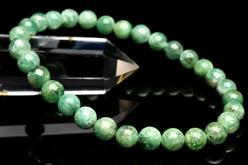 【1点物】AA☆南アフリカ産 エメラルド　6mm ブレスレット アクセサリー _E274