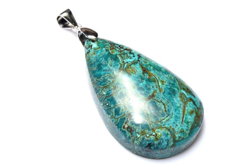 【1点物】Silver925◇アースカラー クリソコラ　36x21mm　ドロップ ペンダントトッ...