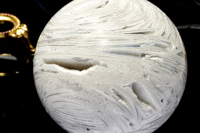 乐天商城 - 【1点物】ドゥルージー メキシコ氷河瑪瑙　61mm　丸玉(台座付き) スフィア _CG7685【宅急便のみ】