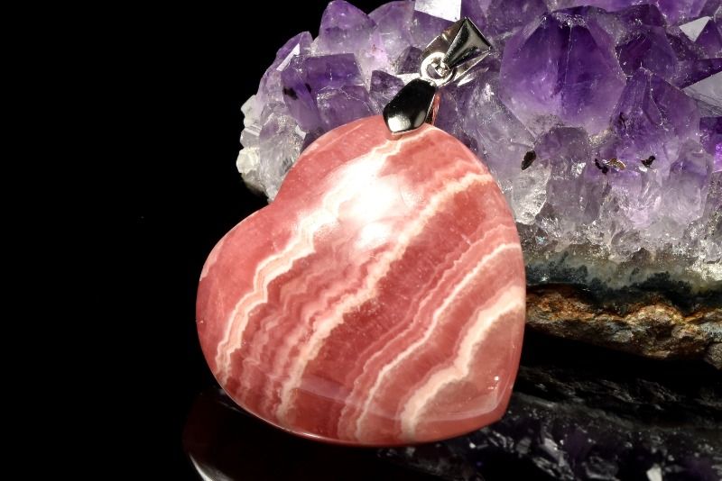 【20％OFF!】【1点物】Silver925◇艶やか縞模様 インカローズ　22x23mm　ハート ペ...