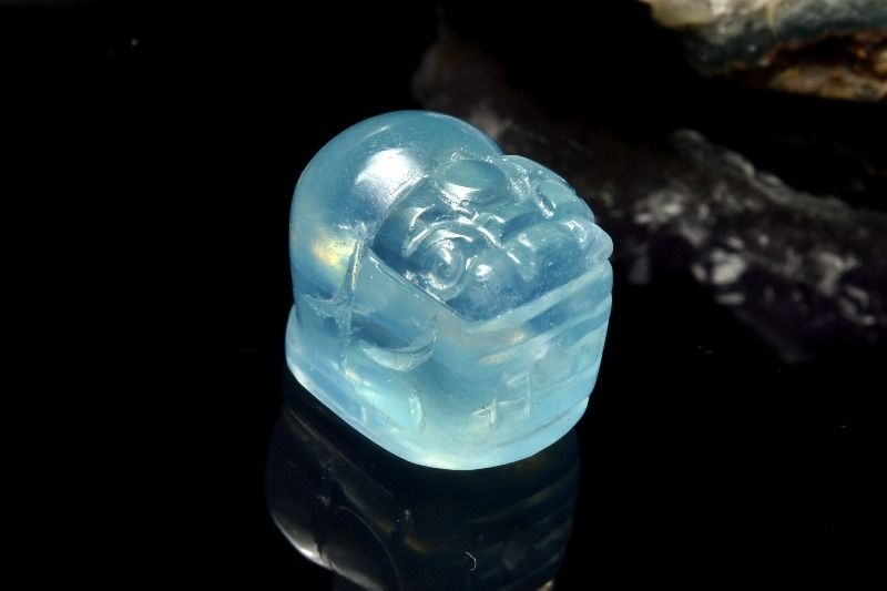 AAA☆清澄美 アクアマリン　14x10mm　貔貅彫刻(通し穴) ビーズ ハンドメイド _PD2821