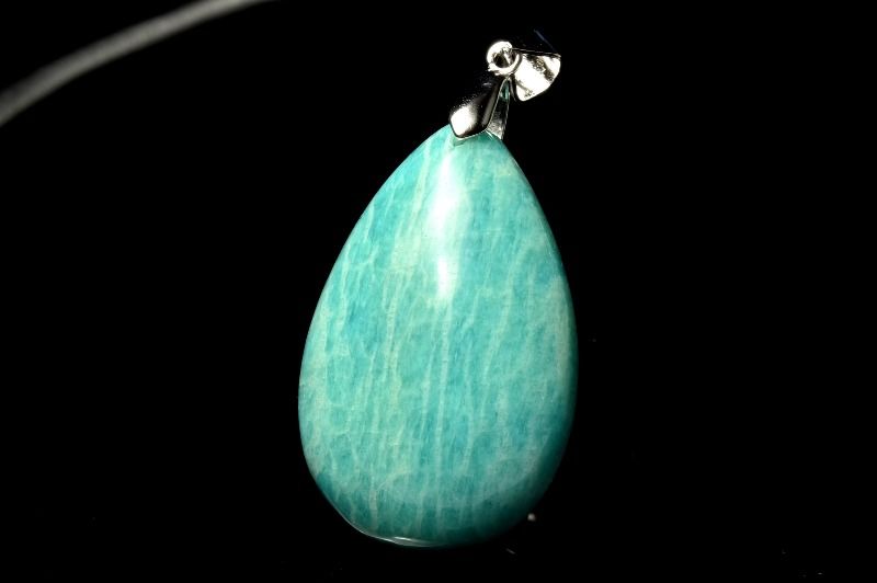 Silver925◇ロシア産 ゼブラアマゾナイト　31x20mm　ドロップ ペンダントトップ アクセサリー _PD3065