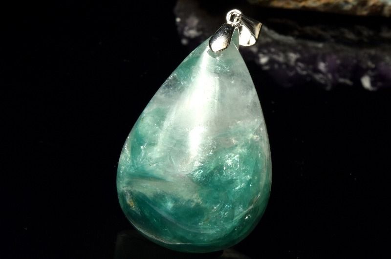 【1点物】AAA☆希少共生 Silver925 フックサイトシリカ　32x22mm　ドロップ ペンダントトップ アクセサリー _PD3258