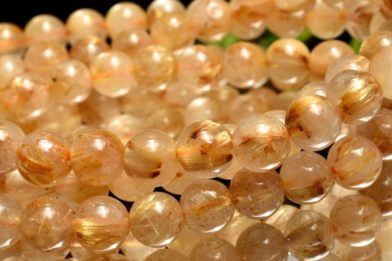 太金針映える ゴールドタイチンルチルクォーツ　6.5mm　3連タイプ ブレスレット アクセサリー _BG6773-65