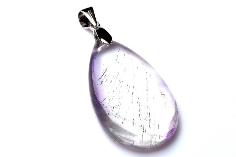 【1点物】Silver925◇煌めく内包 スーパーセブンアメジスト　24x12mm　ドロップ ペンダントトップ アクセサリー _PD3836