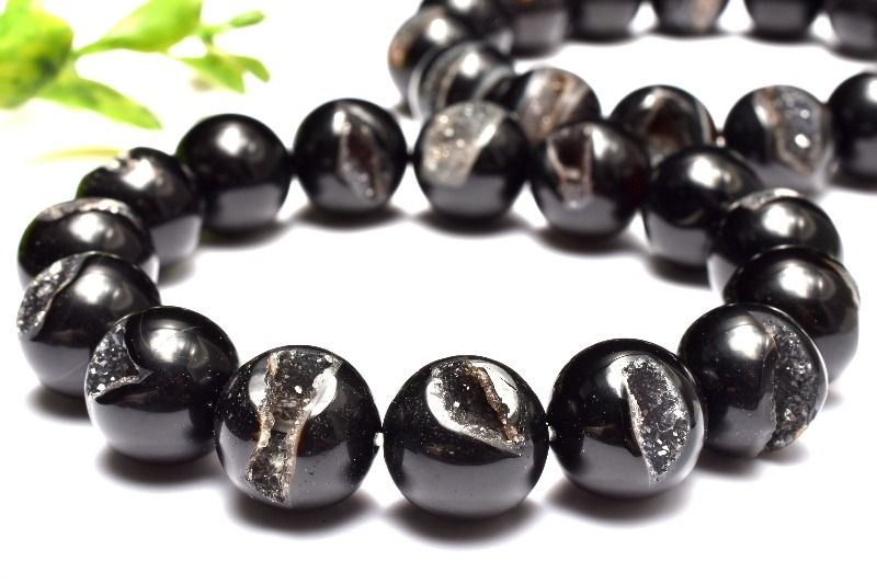 笑口◇ジオード オニキス(黒瑪瑙)　10mm ブレスレット アクセサリー 1個売り _BG6816-10