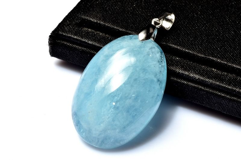 【1点物】Silver925◇海色の宝石 アクアマリン　29x19mm　オーバル ペンダントトップ アクセサリー _PD4485